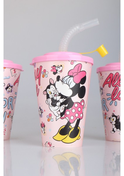 "dekomus Cep Defteri Hediyeli" Lisanslı Mınnıe Mouse Pipetli Bardak modelleri