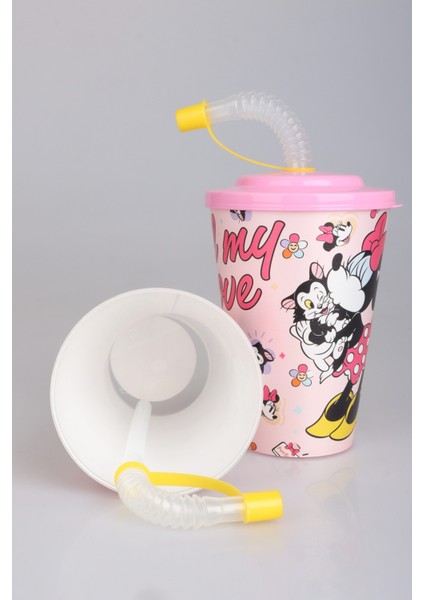 "dekomus Cep Defteri Hediyeli" Lisanslı Mınnıe Mouse Pipetli Bardak