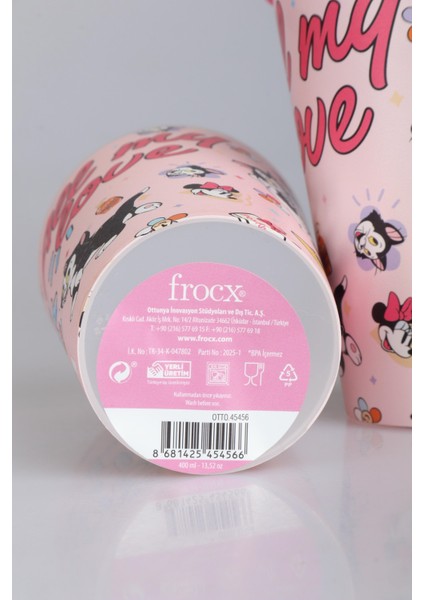 "dekomus Cep Defteri Hediyeli" Lisanslı Mınnıe Mouse Pipetli Bardak