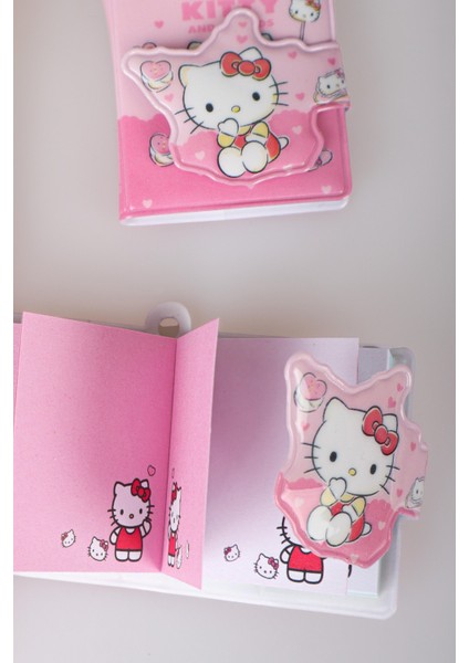 "dekomus Islak Mendil Hediyeli" Yeni Sezon Lisanslı Hello Kıtty 6 Renkli Tükenmez Kalem ve Not Defteri 2'lisi modelleri