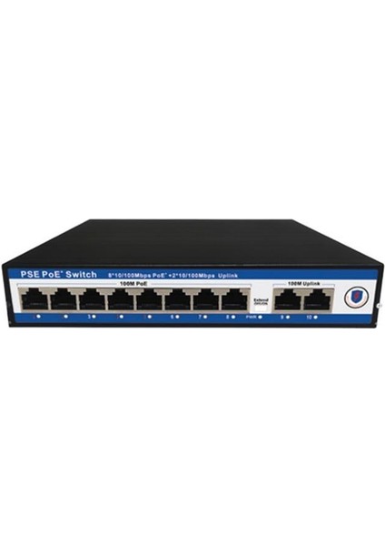 NVC-PSE0820 8 Port Poe+ 10-100 Mbps 2 Port 10-100 Mbps Uplink Switch 120W