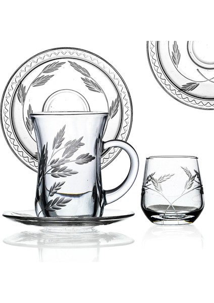 Gulf 18 Parça Arap Kahve Seti Sürgün Desenli