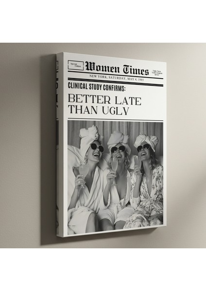 Şık Kadınlar ve Kokteyller Siyah Beyaz Gazete Stil Tablo