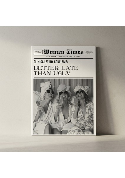 Şık Kadınlar ve Kokteyller Siyah Beyaz Gazete Stil Tablo fiyatları