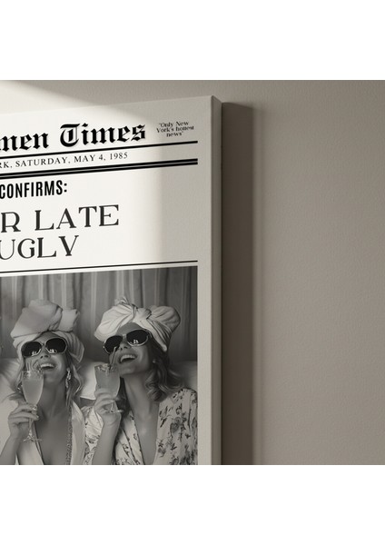 Şık Kadınlar ve Kokteyller Siyah Beyaz Gazete Stil Tablo indirimleri