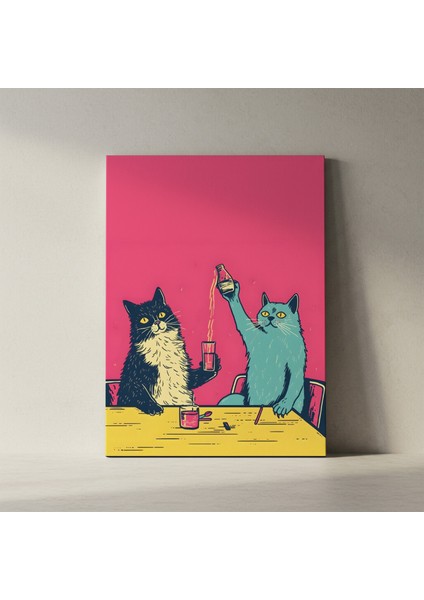 Kediler ve Kokteyller Soyut Sanat Tablosu fiyatları