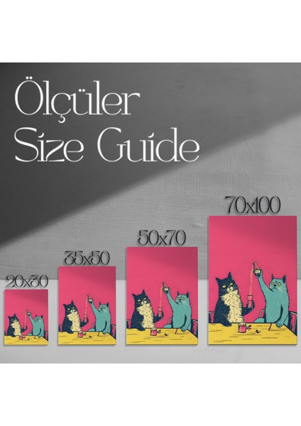 Kediler ve Kokteyller Soyut Sanat Tablosu modelleri