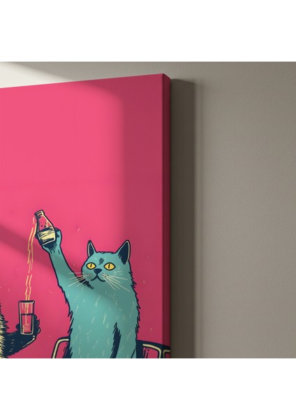 Kediler ve Kokteyller Soyut Sanat Tablosu indirimleri