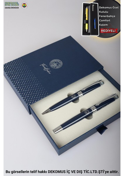 Dekomus Ile Lisanslı Fenerbahçe Kutulu 2'li Dolma Kalem & Tükenmez Kalem Premıum Set "dekomus Özel Kutulu Comfort Kalem Hediyeli"