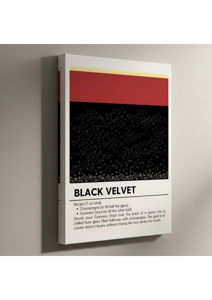 Black Velvet Kokteyli Minimalist Illüstrasyon Tablosu