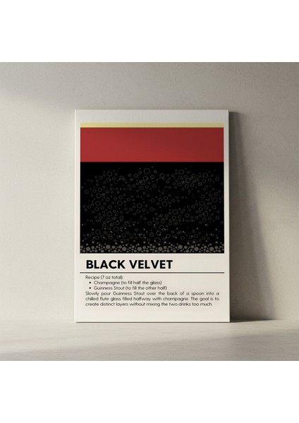 Black Velvet Kokteyli Minimalist Illüstrasyon Tablosu fiyatları