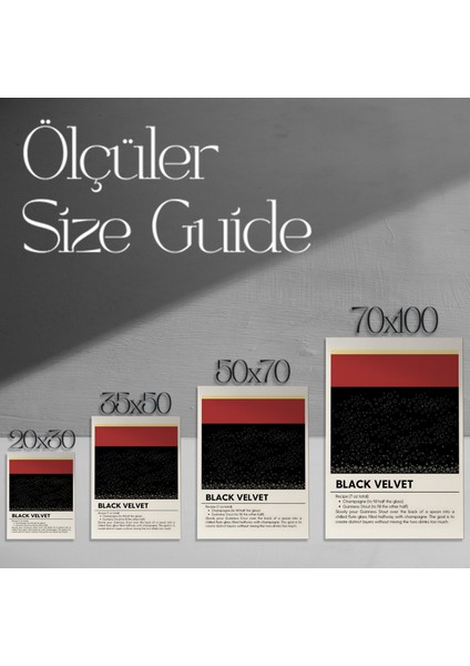 Black Velvet Kokteyli Minimalist Illüstrasyon Tablosu modelleri