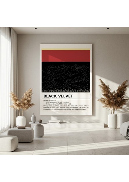 Black Velvet Kokteyli Minimalist Illüstrasyon Tablosu fırsatları