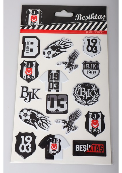 "dekomus Cep Defteri Hediyeli" Lisanslı Beşiktaş 3D Şekilli Etiket/stıcker