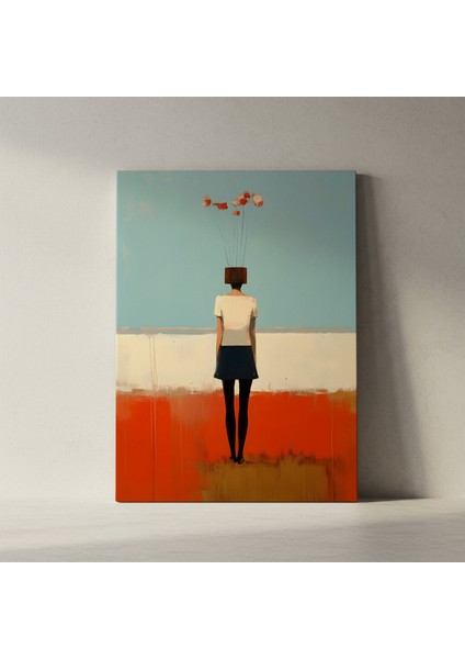 Soyut Kadın Figürü ve Çiçekler Tablosu fiyatları
