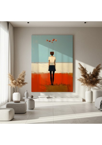 Soyut Kadın Figürü ve Çiçekler Tablosu fırsatları