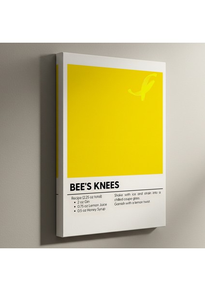 Bee's Knees Kokteyli Minimalist Illüstrasyon Tablosu