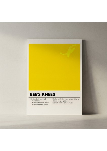 Bee's Knees Kokteyli Minimalist Illüstrasyon Tablosu fiyatları
