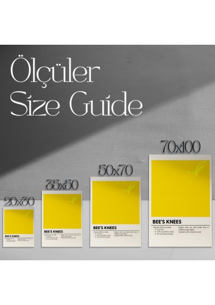 Bee's Knees Kokteyli Minimalist Illüstrasyon Tablosu modelleri