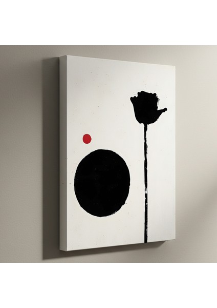 Soyut Siyah Beyaz Çiçek Baskısı Tablo