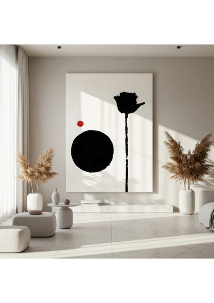 Soyut Siyah Beyaz Çiçek Baskısı Tablo fırsatları