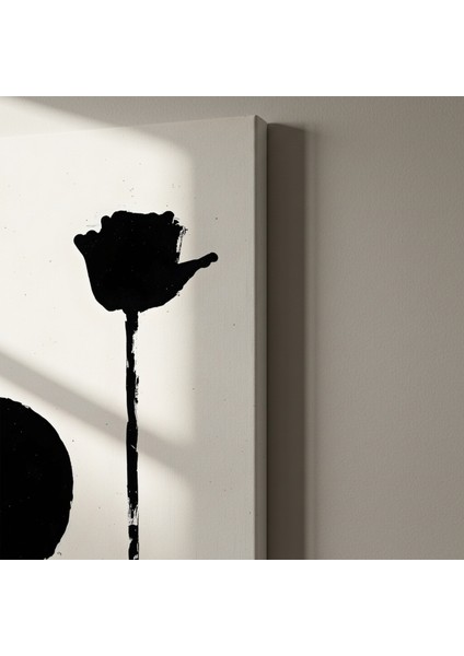 Soyut Siyah Beyaz Çiçek Baskısı Tablo indirimleri