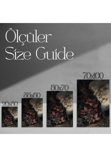 Karanlık Romantizm Tarzı Koyu Kırmızı Çiçekler Soyut Sanat Tablosu modelleri