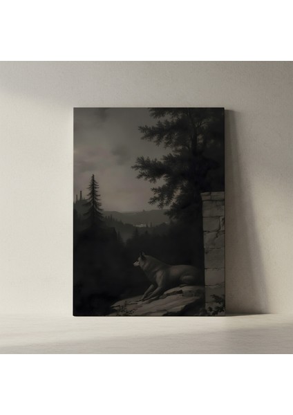 Karanlık Romantizm Kurt Illüstrasyon Tablosu fiyatları