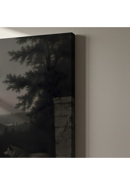 Karanlık Romantizm Kurt Illüstrasyon Tablosu indirimleri