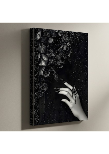 Karanlık Çiçekler ve Damlayan Boya Soyut Sanat Tablosu