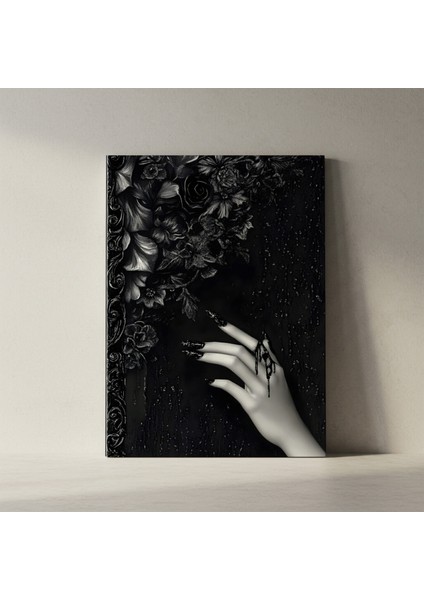 Karanlık Çiçekler ve Damlayan Boya Soyut Sanat Tablosu fiyatları