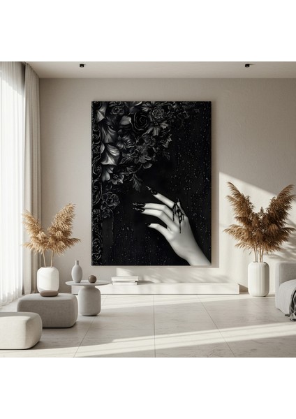 Karanlık Çiçekler ve Damlayan Boya Soyut Sanat Tablosu fırsatları