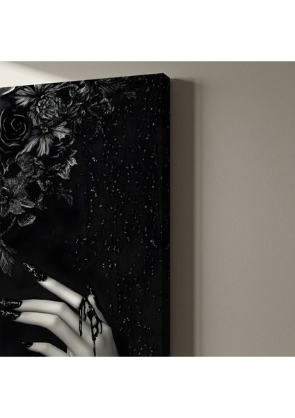 Karanlık Çiçekler ve Damlayan Boya Soyut Sanat Tablosu indirimleri