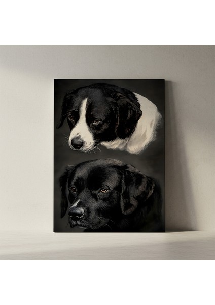 Siyah Beyaz Köpek Portreleri Tablosu fiyatları