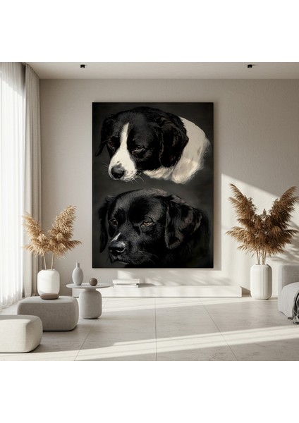 Siyah Beyaz Köpek Portreleri Tablosu fırsatları