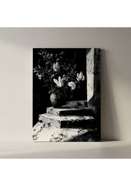 Monokromatik Magnolya ve Merdiven Soyut Sanat Tablosu fiyatları