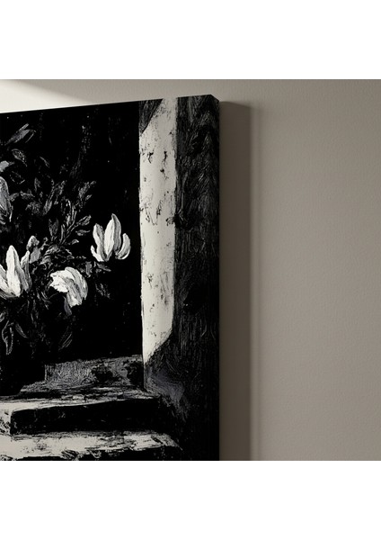 Monokromatik Magnolya ve Merdiven Soyut Sanat Tablosu indirimleri