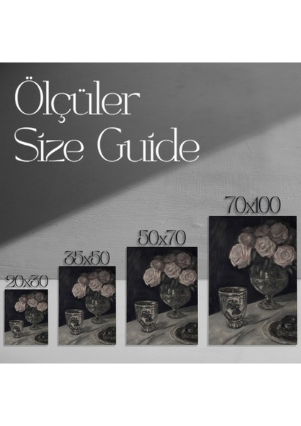 Karanlık Tonlarda Gül Buketi Soyut Yağlı Boya Tablosu modelleri