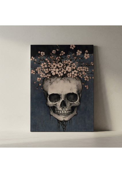 Kafatası ve Kiraz Çiçekleri Soyut Sanat Tablosu fiyatları
