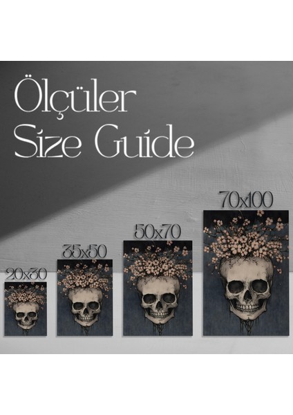 Kafatası ve Kiraz Çiçekleri Soyut Sanat Tablosu modelleri