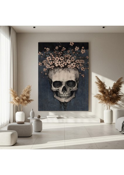 Kafatası ve Kiraz Çiçekleri Soyut Sanat Tablosu fırsatları