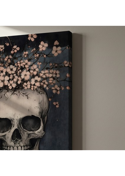 Kafatası ve Kiraz Çiçekleri Soyut Sanat Tablosu indirimleri