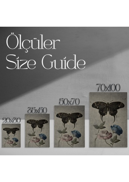 Karanlık Romantik Kelebek ve Çiçekler Soyut Sanat Tablosu modelleri