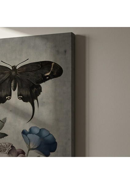 Karanlık Romantik Kelebek ve Çiçekler Soyut Sanat Tablosu indirimleri