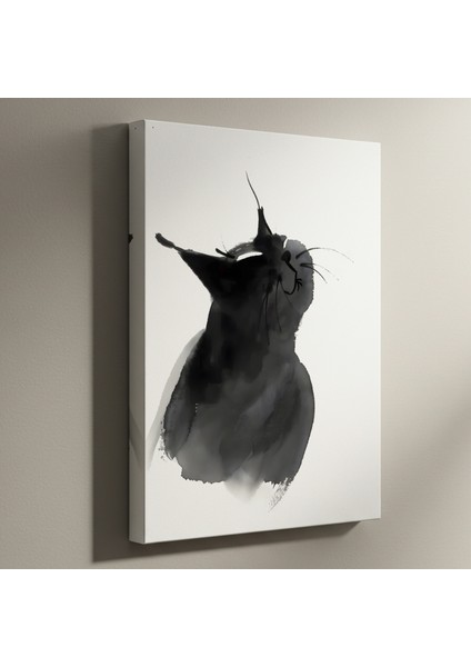 Soyut Suluboya Kedi Tablosu