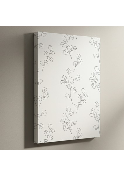 Minimalist Okaliptüs Yaprakları Tek Çizgi Illüstrasyon Tablosu