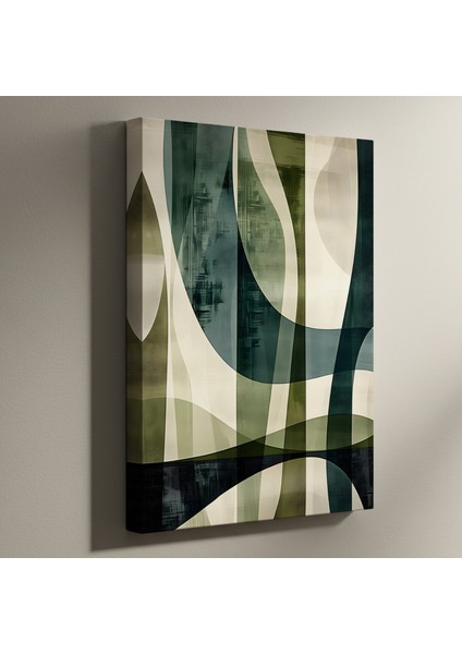 Soyut Yeşil Tonlarındaki Akışkan Dalgalar Tablosu