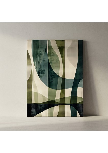 Soyut Yeşil Tonlarındaki Akışkan Dalgalar Tablosu fiyatları