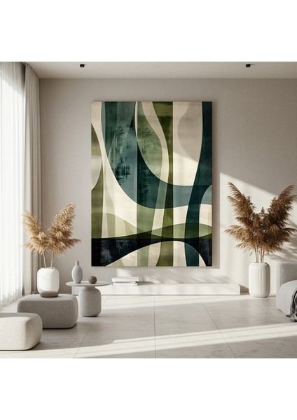 Soyut Yeşil Tonlarındaki Akışkan Dalgalar Tablosu fırsatları