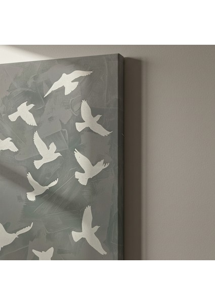 Gri Tonlarda Kuşlar Soyut Sanat Tablosu indirimleri